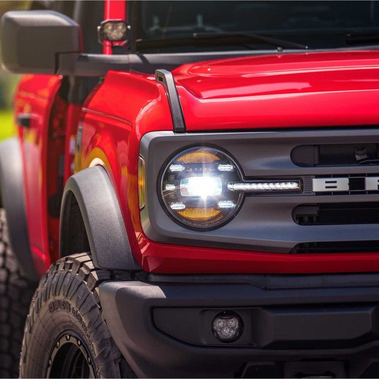 Morimoto LED replacement headlights installed on a Ford Bronco